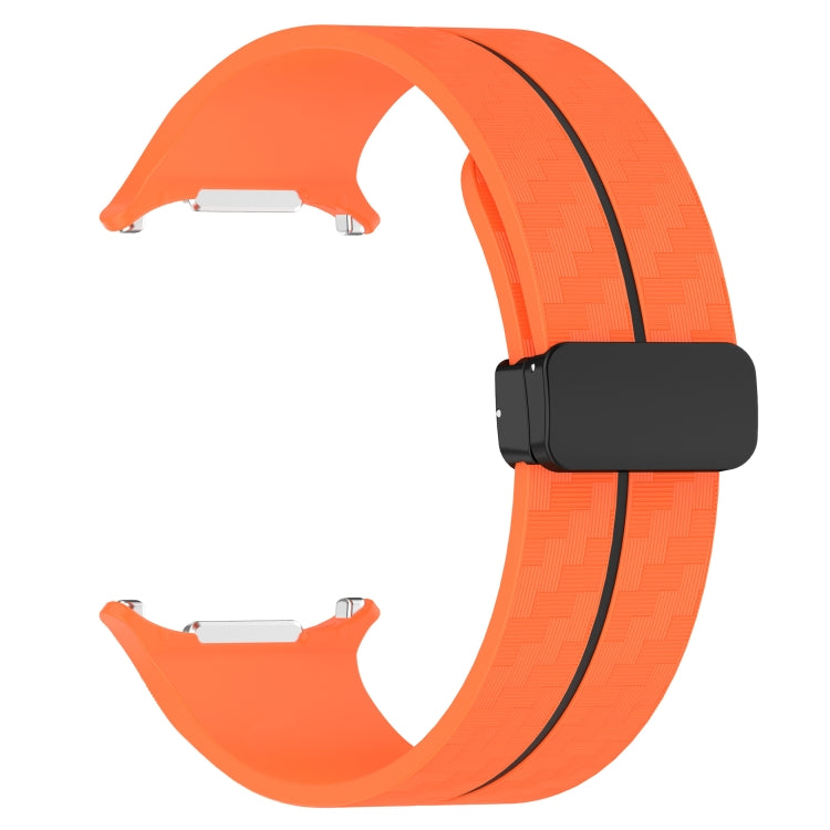 For Samsung Galaxy Watch Ultra 47mm Carbon Fiber Magnetic Folding Buckle Silicone Watch Band