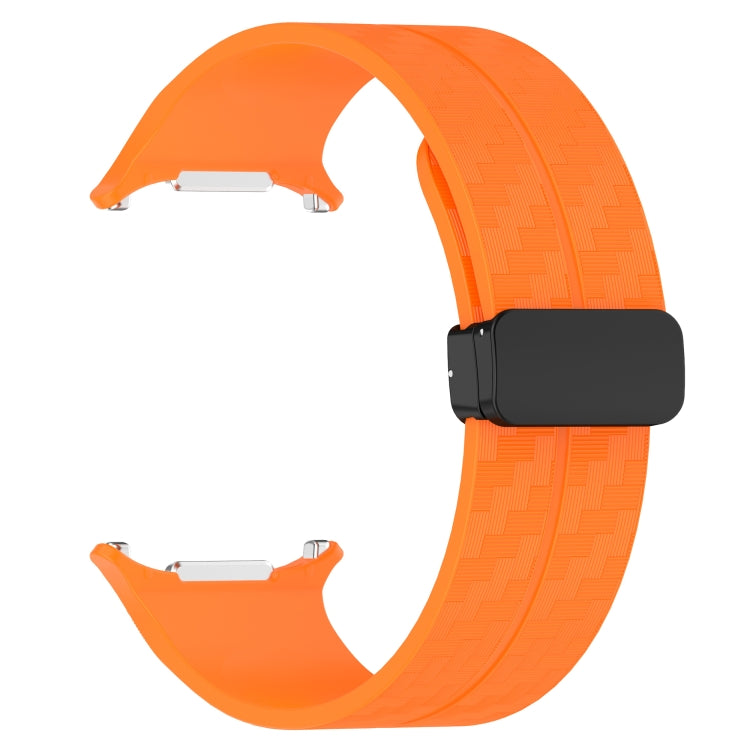 For Samsung Galaxy Watch Ultra 47mm Carbon Fiber Magnetic Folding Buckle Silicone Watch Band