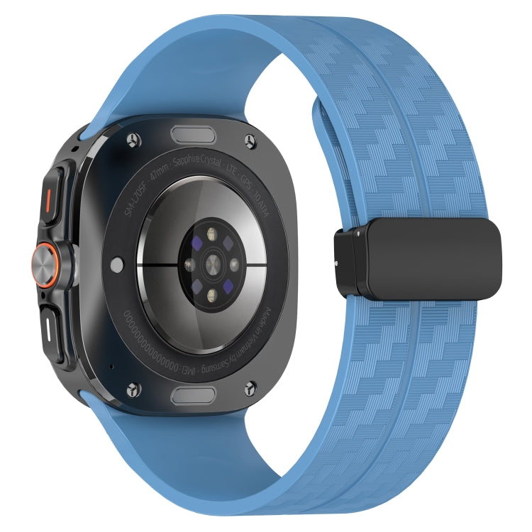For Samsung Galaxy Watch Ultra 47mm Carbon Fiber Magnetic Folding Buckle Silicone Watch Band