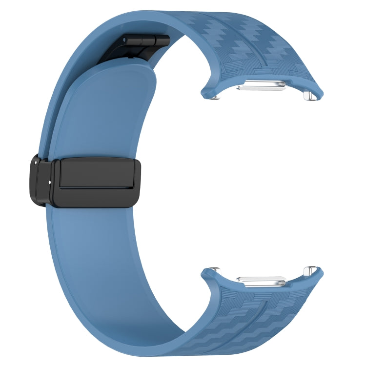 For Samsung Galaxy Watch Ultra 47mm Carbon Fiber Magnetic Folding Buckle Silicone Watch Band