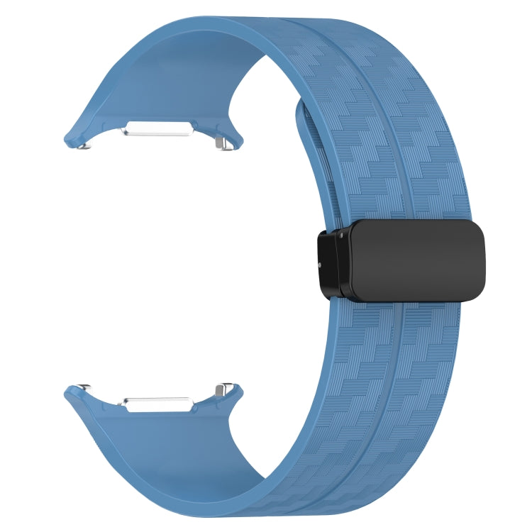 For Samsung Galaxy Watch Ultra 47mm Carbon Fiber Magnetic Folding Buckle Silicone Watch Band