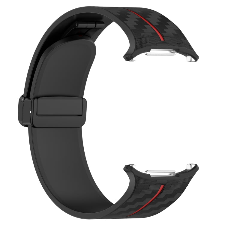 For Samsung Galaxy Watch Ultra 47mm Carbon Fiber Magnetic Folding Buckle Silicone Watch Band