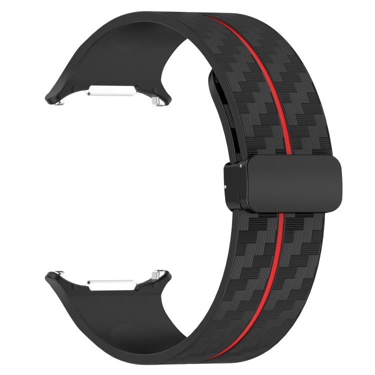 For Samsung Galaxy Watch Ultra 47mm Carbon Fiber Magnetic Folding Buckle Silicone Watch Band
