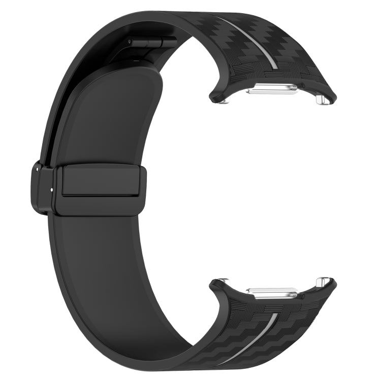 For Samsung Galaxy Watch Ultra 47mm Carbon Fiber Magnetic Folding Buckle Silicone Watch Band