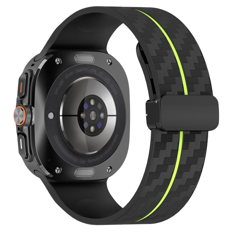 For Samsung Galaxy Watch Ultra 47mm Carbon Fiber Magnetic Folding Buckle Silicone Watch Band