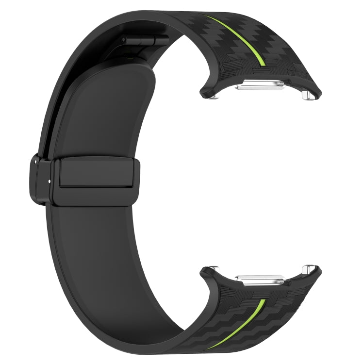 For Samsung Galaxy Watch Ultra 47mm Carbon Fiber Magnetic Folding Buckle Silicone Watch Band