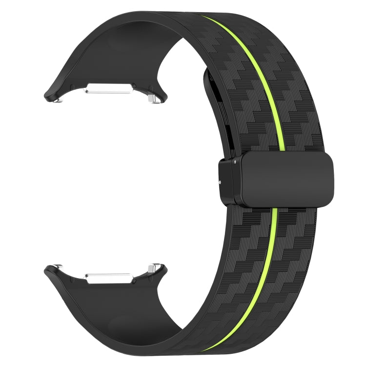 For Samsung Galaxy Watch Ultra 47mm Carbon Fiber Magnetic Folding Buckle Silicone Watch Band