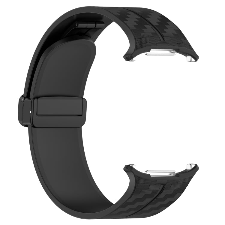 For Samsung Galaxy Watch Ultra 47mm Carbon Fiber Magnetic Folding Buckle Silicone Watch Band