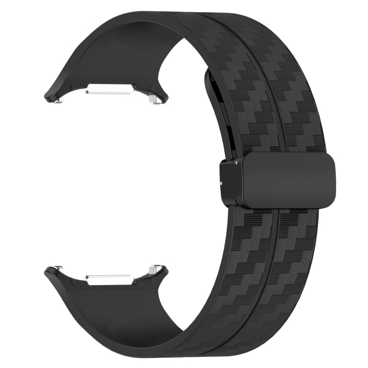 For Samsung Galaxy Watch Ultra 47mm Carbon Fiber Magnetic Folding Buckle Silicone Watch Band