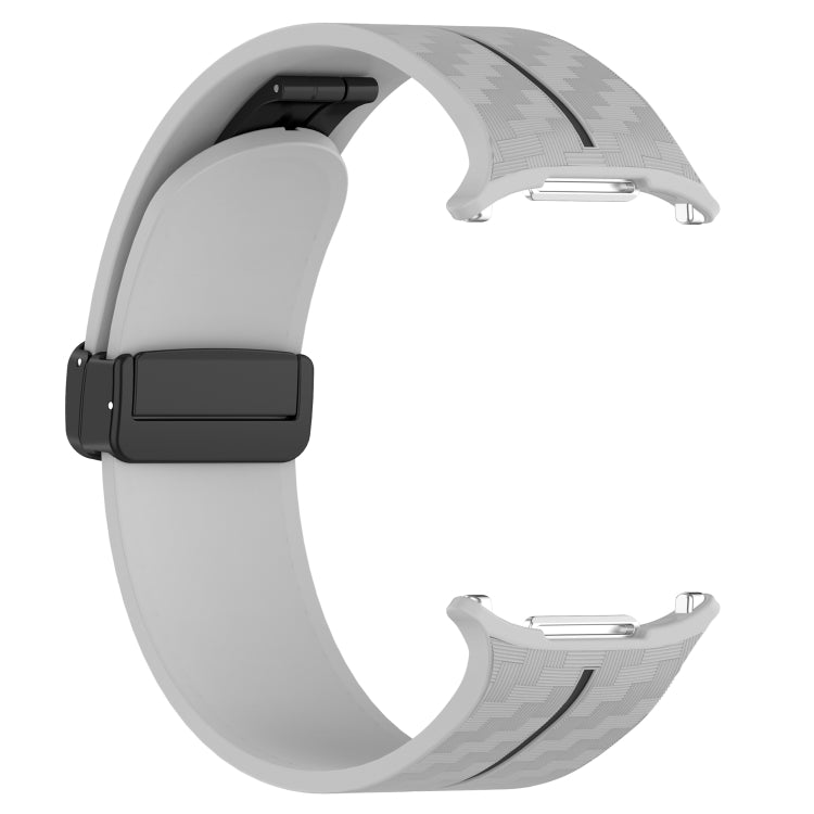 For Samsung Galaxy Watch Ultra 47mm Carbon Fiber Magnetic Folding Buckle Silicone Watch Band