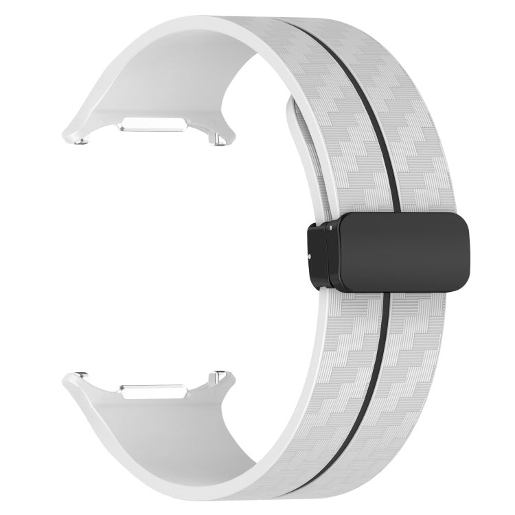 For Samsung Galaxy Watch Ultra 47mm Carbon Fiber Magnetic Folding Buckle Silicone Watch Band