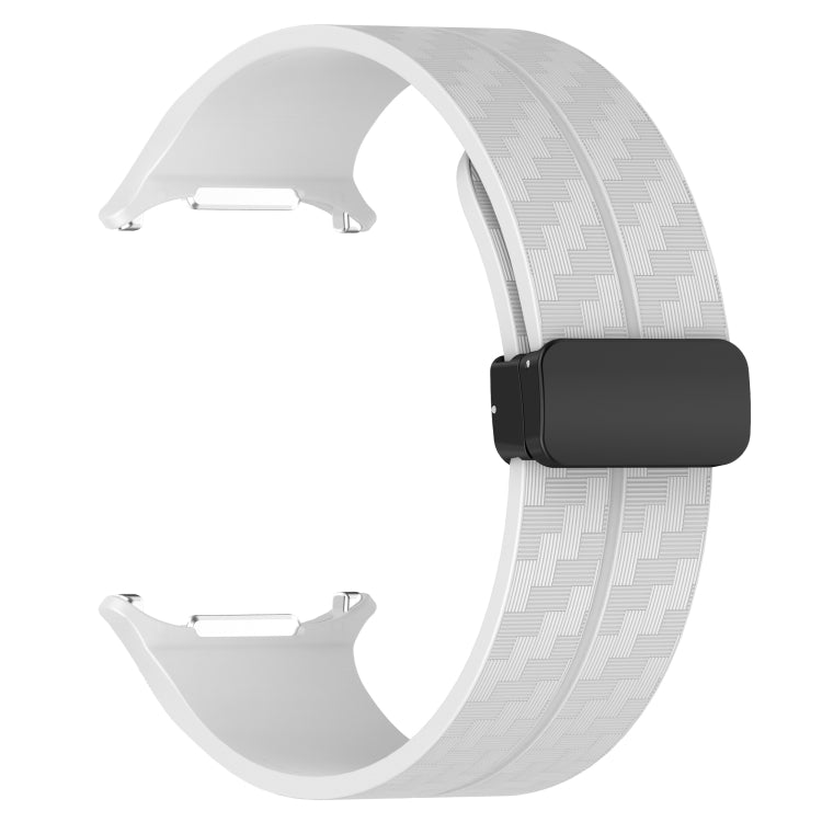 For Samsung Galaxy Watch Ultra 47mm Carbon Fiber Magnetic Folding Buckle Silicone Watch Band