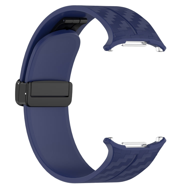 For Samsung Galaxy Watch Ultra 47mm Carbon Fiber Magnetic Folding Buckle Silicone Watch Band