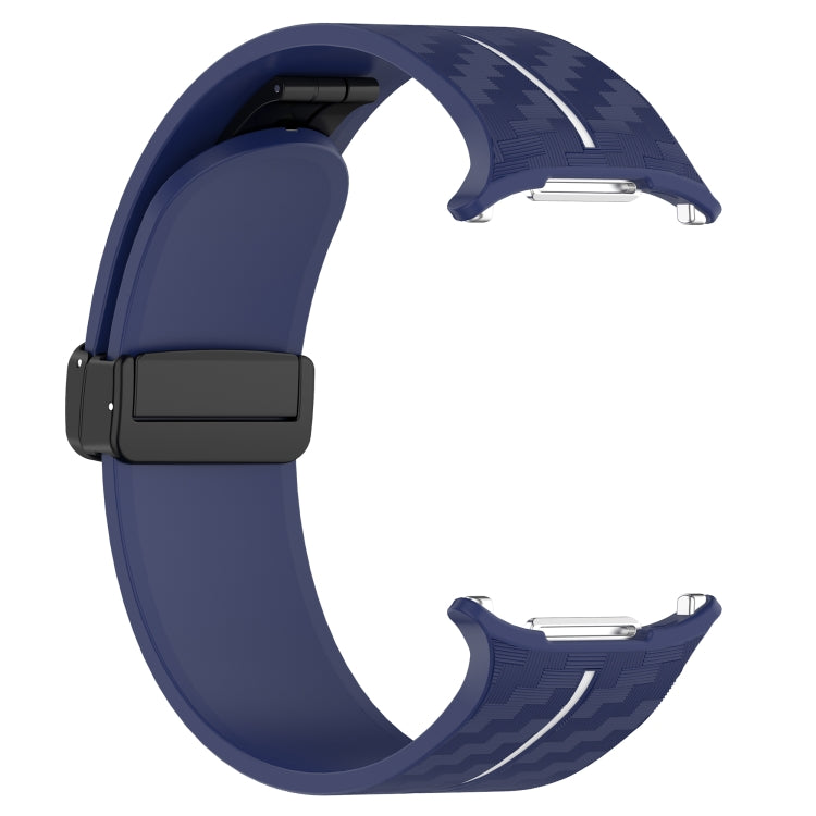 For Samsung Galaxy Watch Ultra 47mm Carbon Fiber Magnetic Folding Buckle Silicone Watch Band