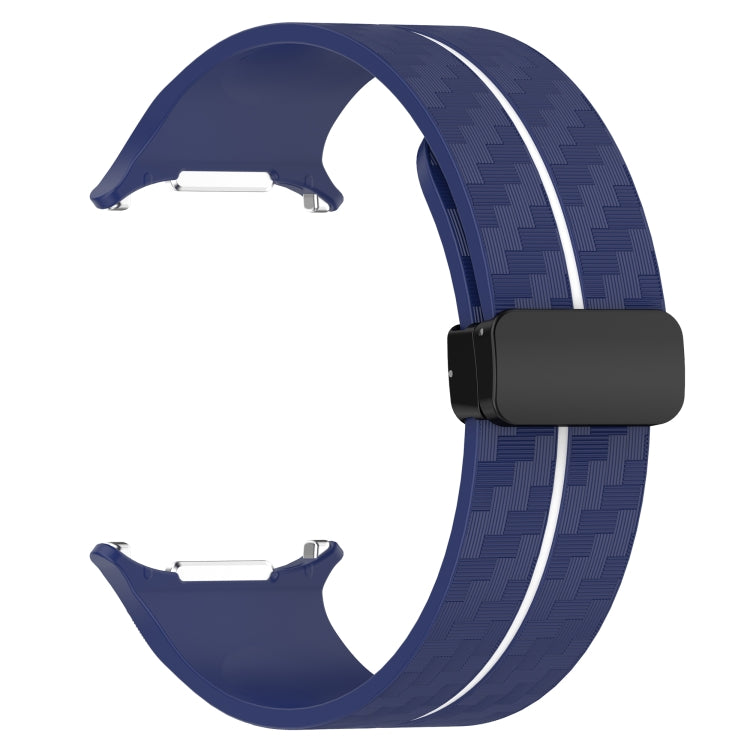 For Samsung Galaxy Watch Ultra 47mm Carbon Fiber Magnetic Folding Buckle Silicone Watch Band