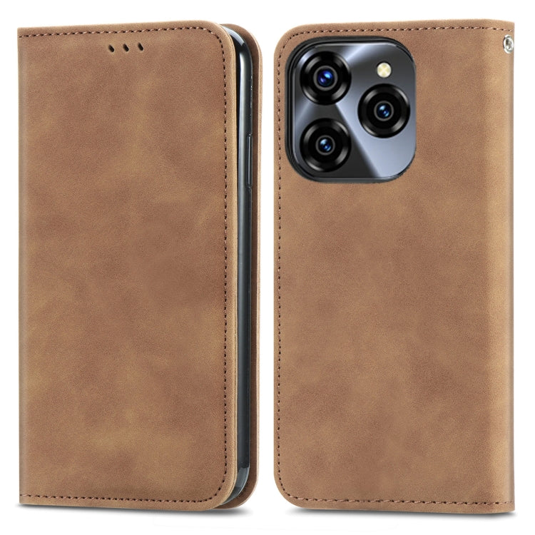 For Oukitel C50 Retro Skin Feel Magnetic Flip Leather Phone Case