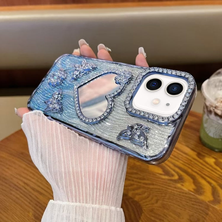 For iPhone 12 Pro Heart-shaped Mirror Diamond Glitter Phone Case
