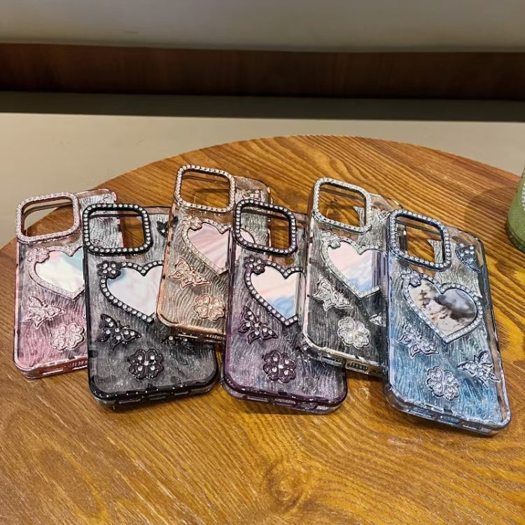 For iPhone 12 Pro Max Heart-shaped Mirror Diamond Glitter Phone Case