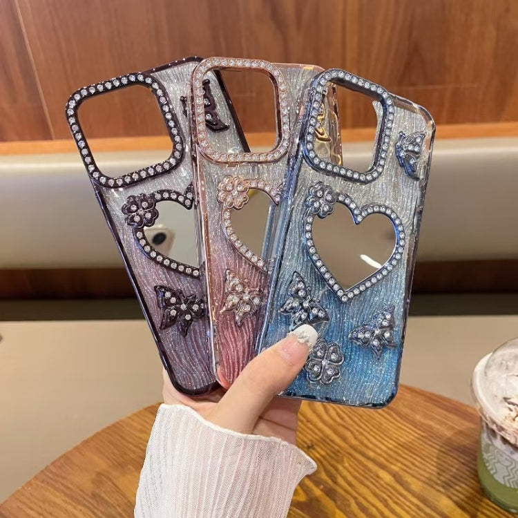 For iPhone 12 Pro Max Heart-shaped Mirror Diamond Glitter Phone Case