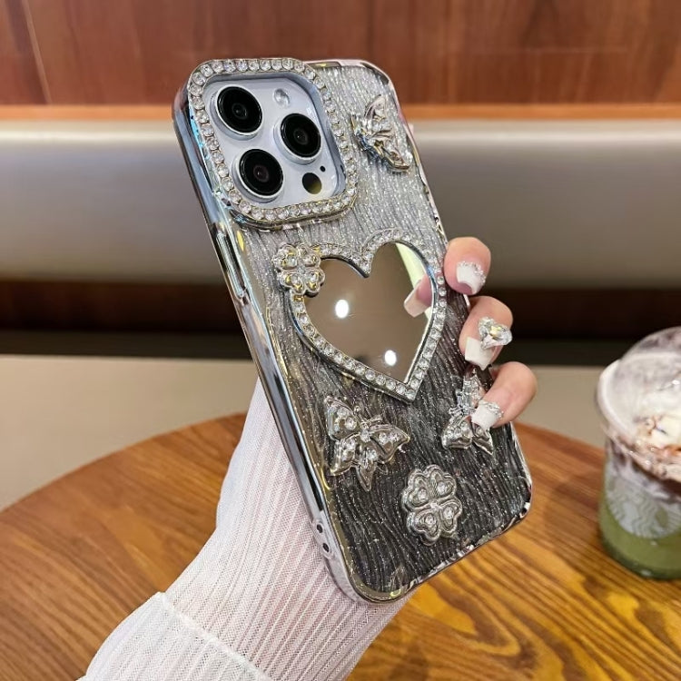 For iPhone 12 Heart-shaped Mirror Diamond Glitter Phone Case