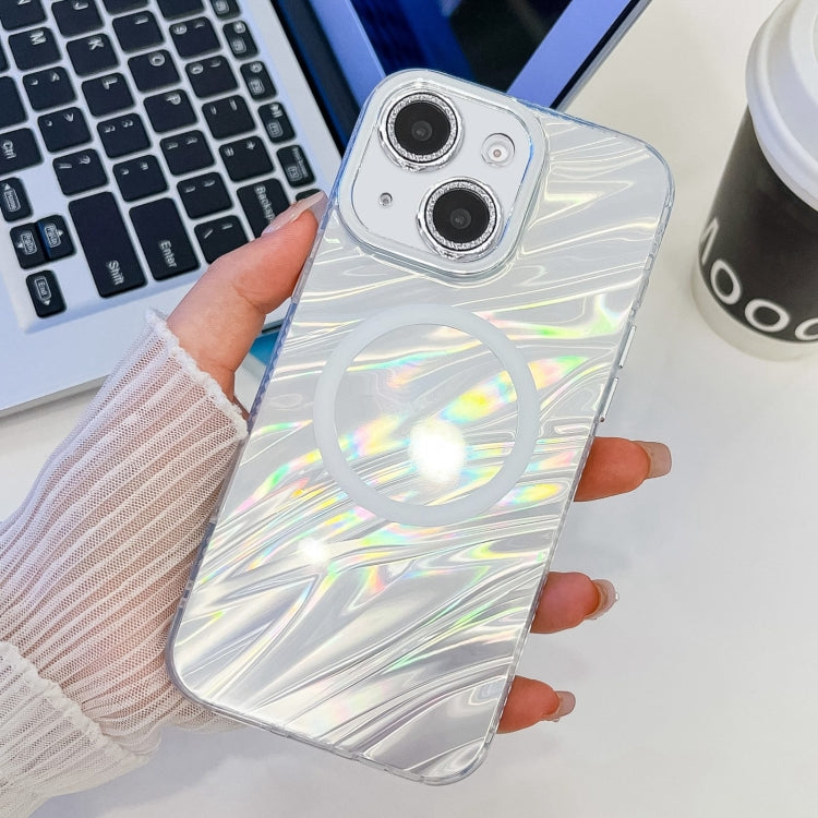 For iPhone 13 Plating Texture MagSafe TPU Phone Case with Glitter Lens Film