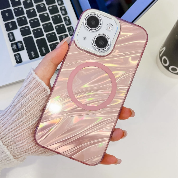 For iPhone 13 Plating Texture MagSafe TPU Phone Case with Glitter Lens Film