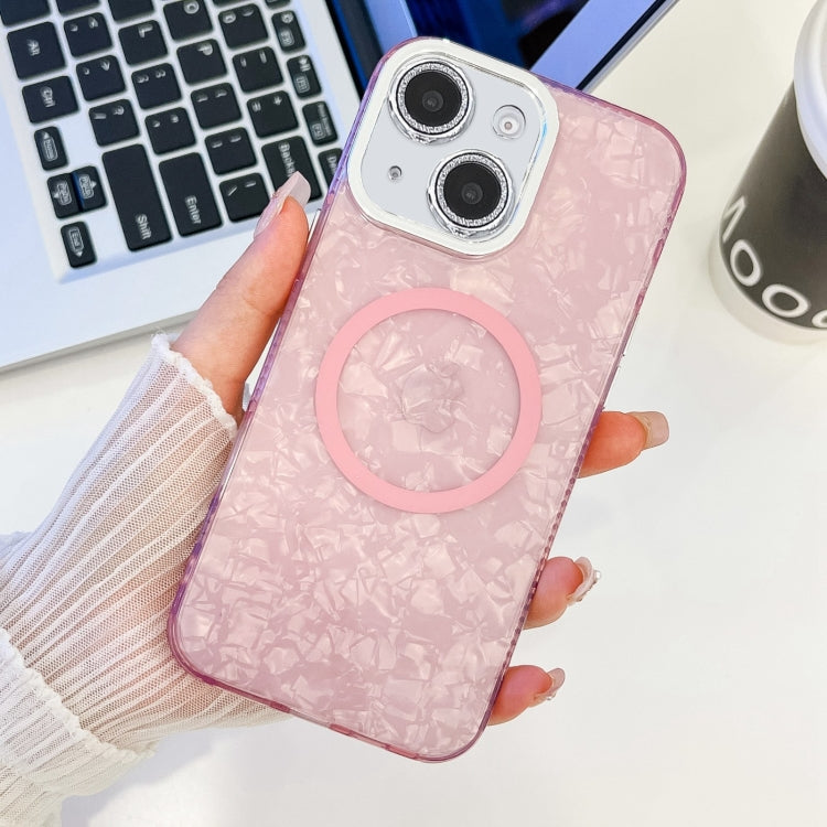For iPhone 13 Plating Texture MagSafe TPU Phone Case with Glitter Lens Film