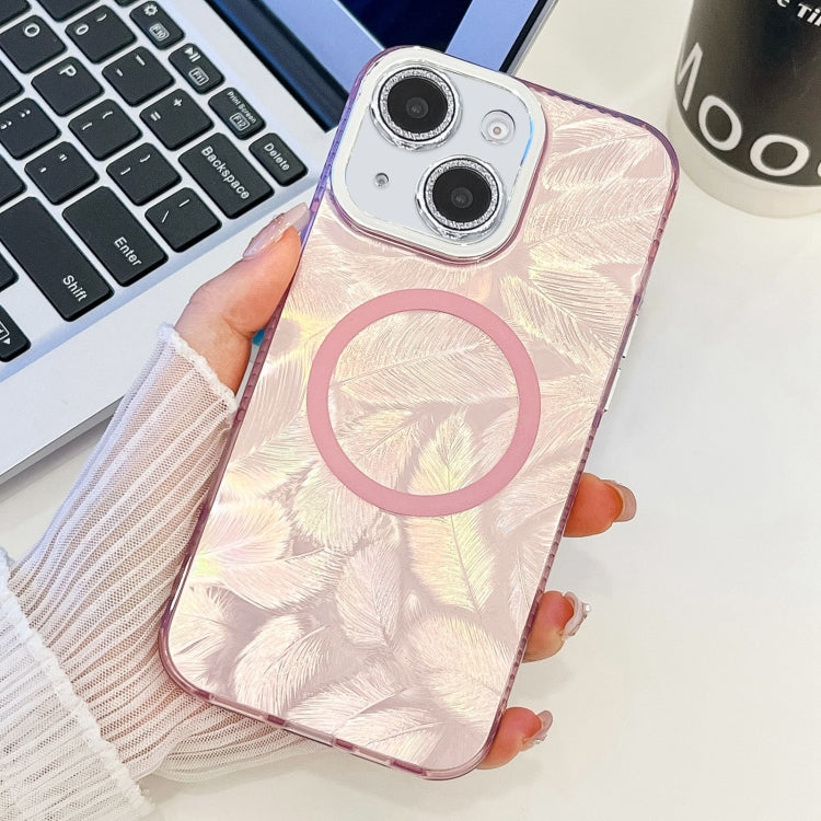 For iPhone 13 Plating Texture MagSafe TPU Phone Case with Glitter Lens Film