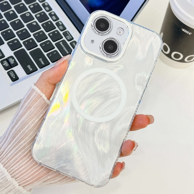 For iPhone 13 Plating Texture MagSafe TPU Phone Case with Glitter Lens Film