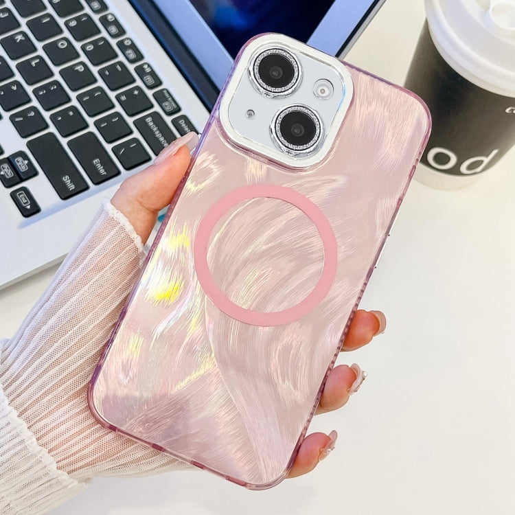For iPhone 13 Plating Texture MagSafe TPU Phone Case with Glitter Lens Film