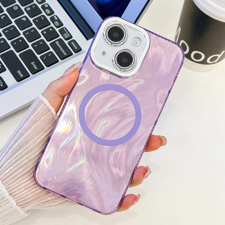 For iPhone 13 Plating Texture MagSafe TPU Phone Case with Glitter Lens Film