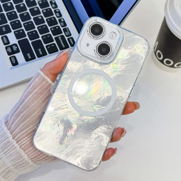 For iPhone 13 Plating Texture MagSafe TPU Phone Case with Glitter Lens Film