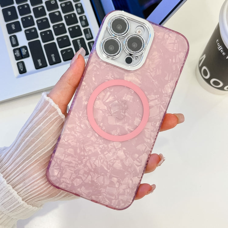 For iPhone 13 Pro Plating Texture MagSafe TPU Phone Case with Glitter Lens Film