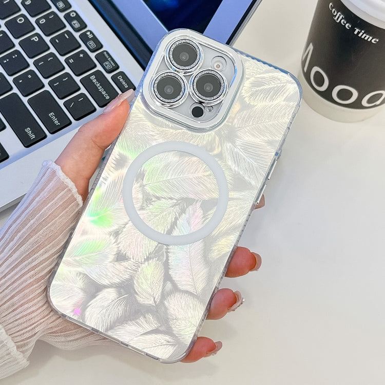 For iPhone 13 Pro Plating Texture MagSafe TPU Phone Case with Glitter Lens Film