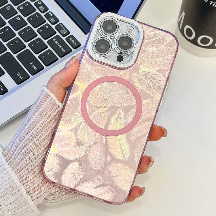 For iPhone 13 Pro Plating Texture MagSafe TPU Phone Case with Glitter Lens Film
