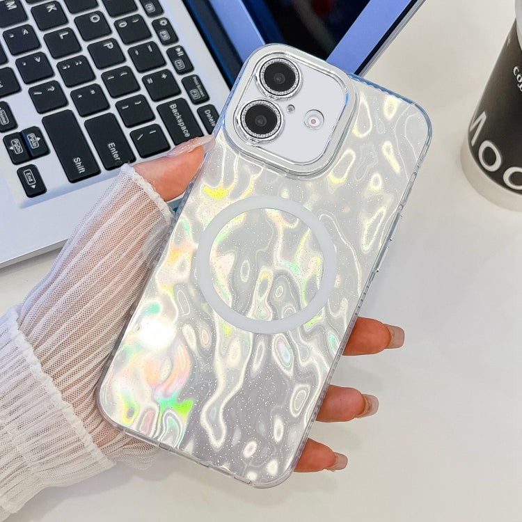 For iPhone 16 Plating Texture MagSafe TPU Phone Case with Glitter Lens Film