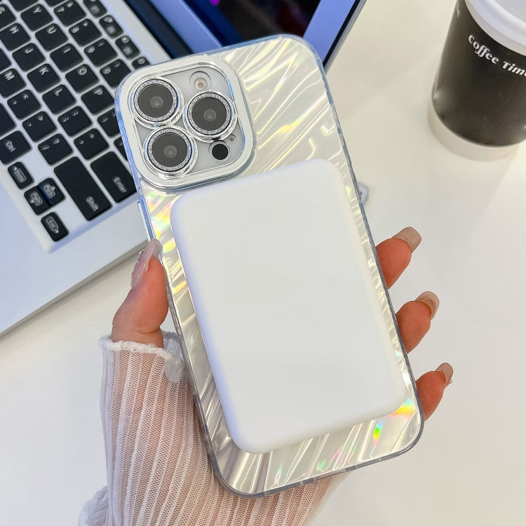 For iPhone 14 Pro Plating Texture MagSafe TPU Phone Case with Glitter Lens Film