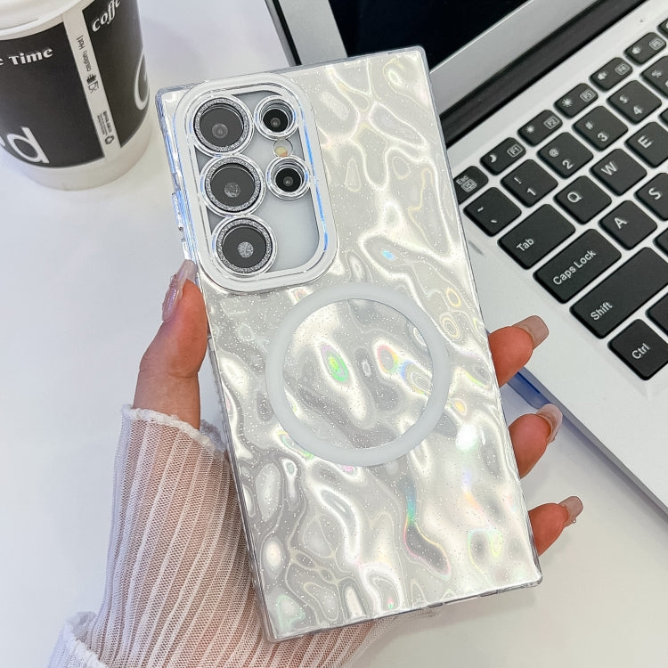For Samsung Galaxy S24 Ultra 5G Plating Texture MagSafe TPU Phone Case with Glitter Lens Film