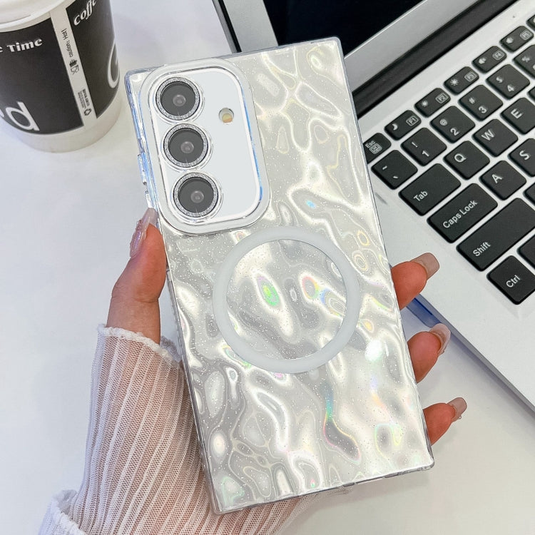 For Samsung Galaxy A25 5G Plating Texture MagSafe TPU Phone Case with Glitter Lens Film
