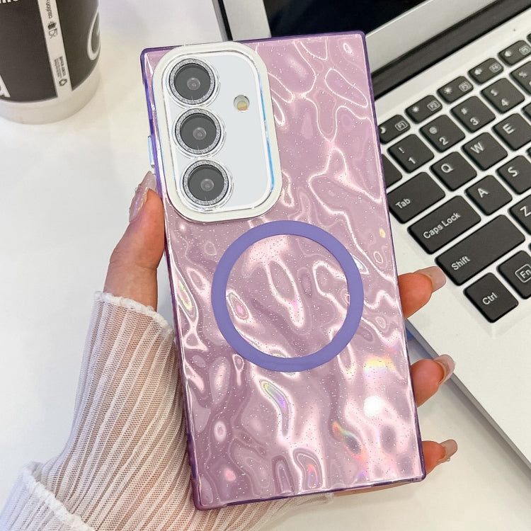 For Samsung Galaxy A54 5G Plating Texture MagSafe TPU Phone Case with Glitter Lens Film