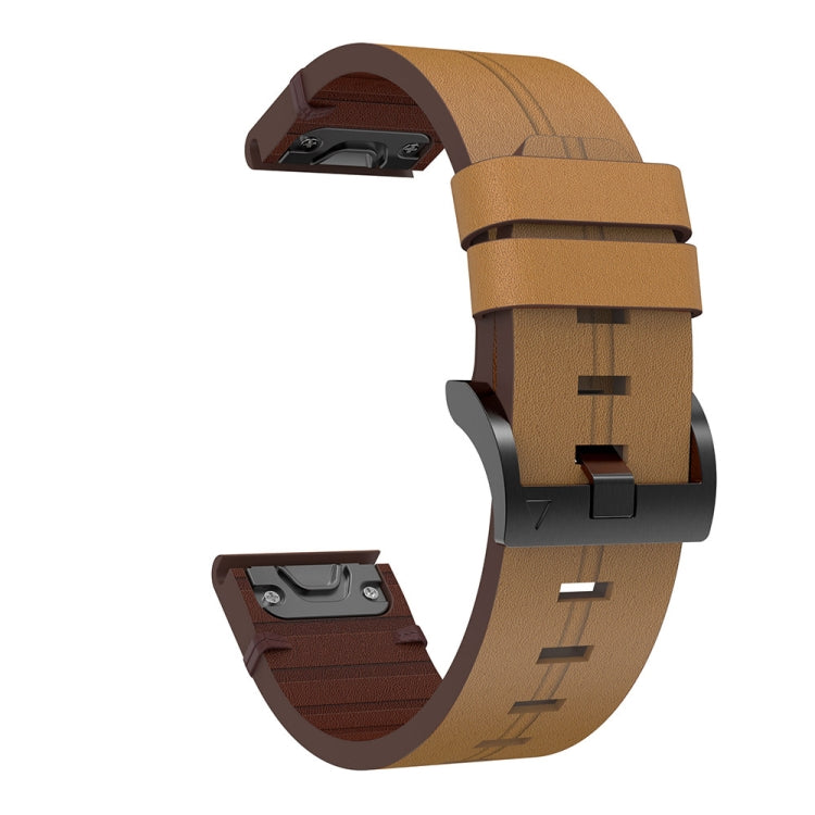 For Garmin MARQ Commander Leather Steel Buckle 22mm Watch Band