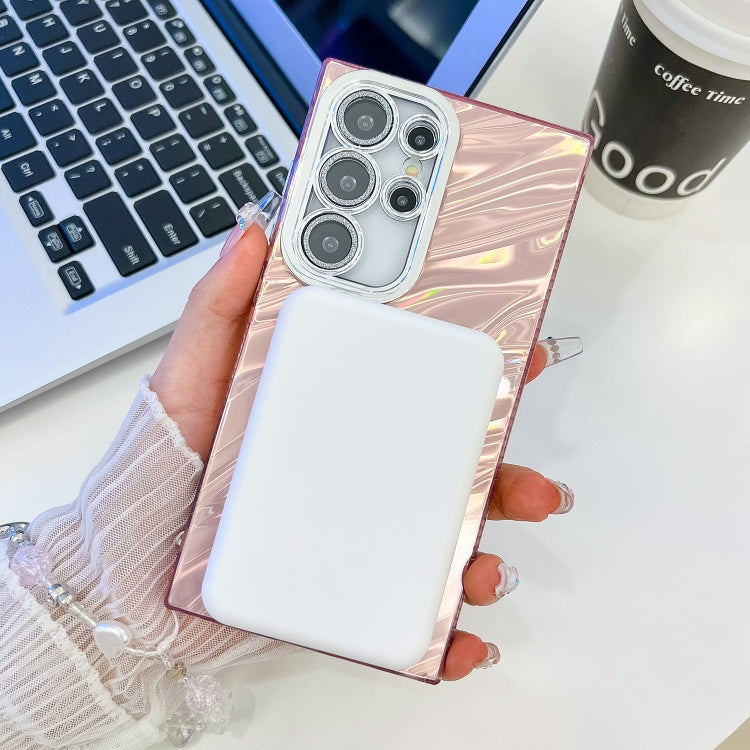 For Samsung Galaxy A35 5G Plating Texture Wristband MagSafe TPU Phone Case with Glitter Lens Film