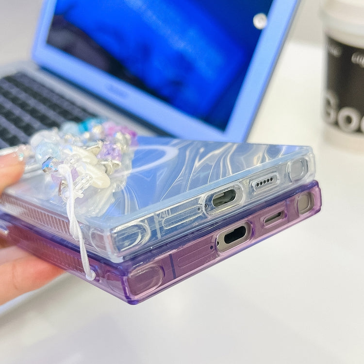For Samsung Galaxy A25 5G Plating Texture Wristband MagSafe TPU Phone Case with Glitter Lens Film