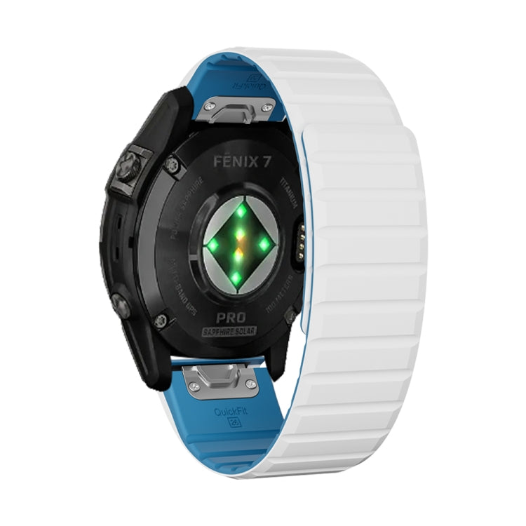 For Garmin Fenix E 47mm Dual Color Magnetic Quick Release 22mm Silicone Watch Band