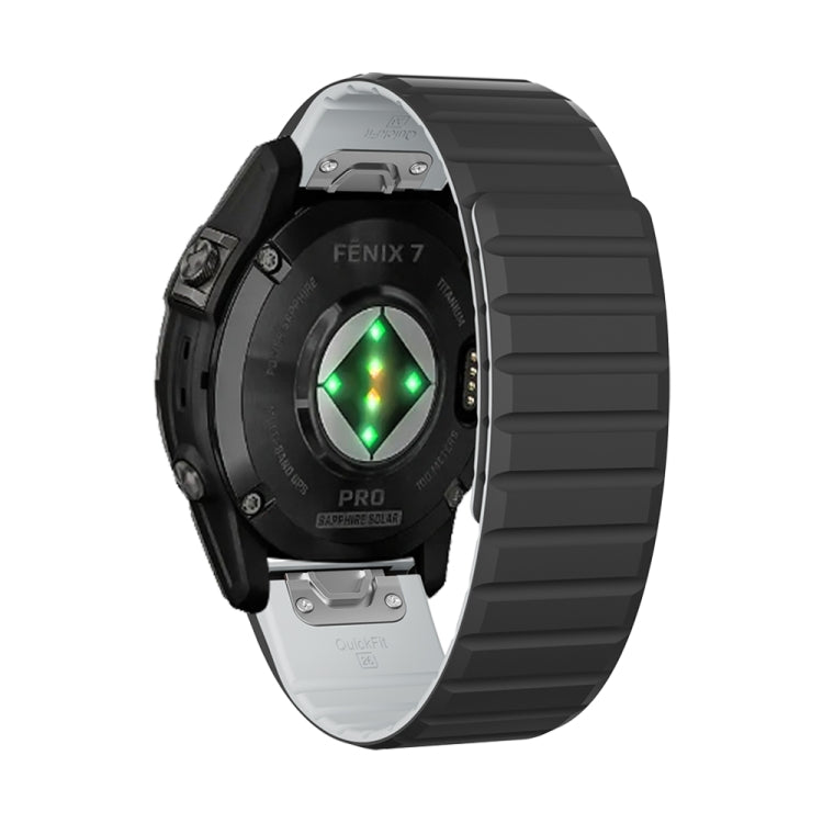 For Garmin Fenix 8 AMOLED 47mm Dual Color Magnetic Quick Release 22mm Silicone Watch Band