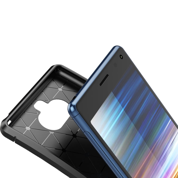 Carbon Fiber Texture Shockproof TPU Case for Sony Xperia 20(Blue)