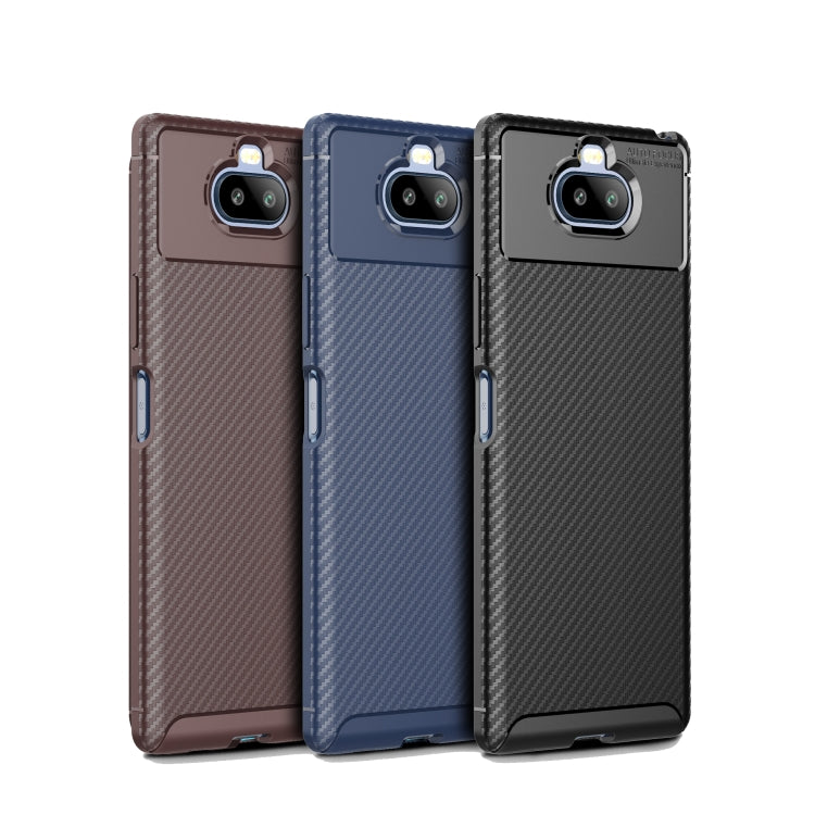 Carbon Fiber Texture Shockproof TPU Case for Sony Xperia 20(Blue)