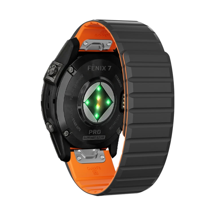 For Garmin Fenix 6X / 6X Pro Dual Color Magnetic Quick Release 26mm Silicone Watch Band