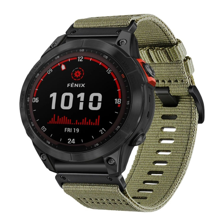 For Garmin Fenix 7 Sapphire Solar Nylon Canvas Quick Release 22mm Watch Band