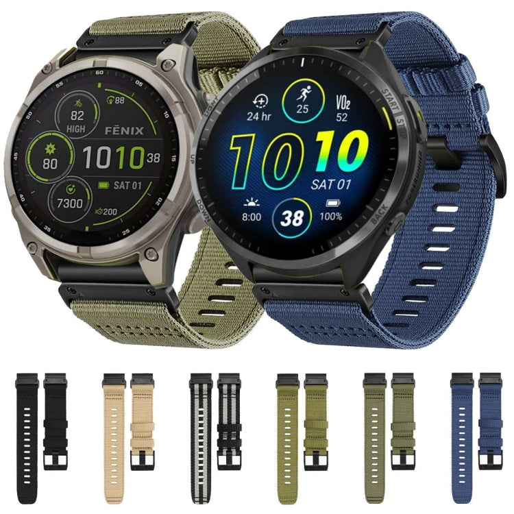 For Garmin Fenix E 47mm Nylon Canvas Quick Release 22mm Watch Band